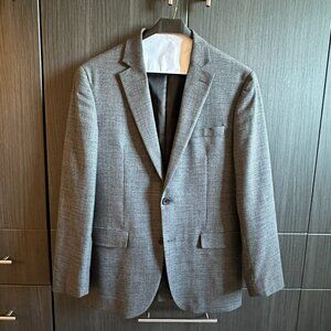 Kenneth Cole Awearness Gray Wool Microcheck Slim Fit Double Vent Sport Coat 40R